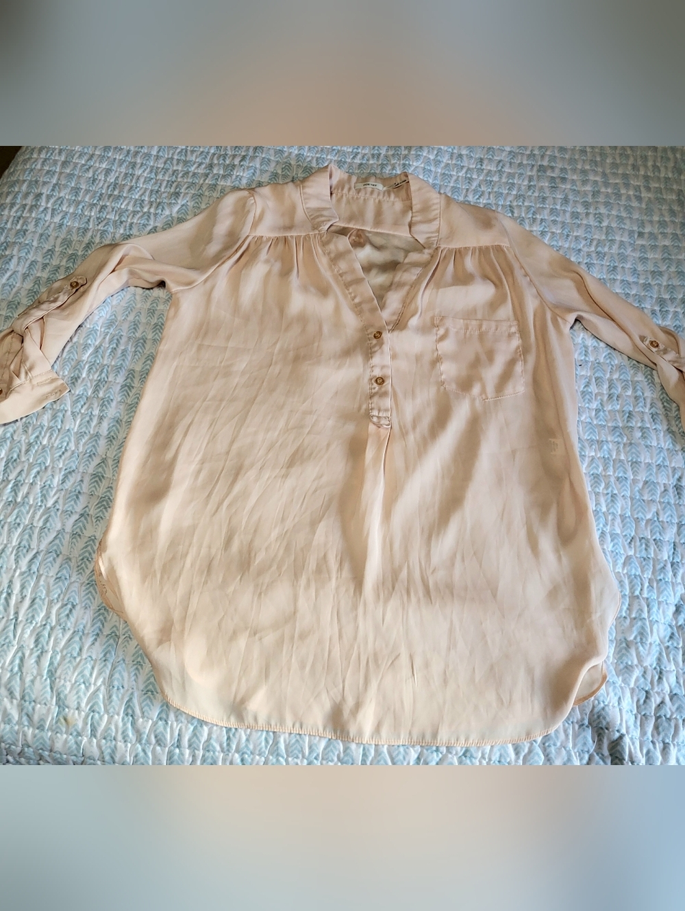 Womens Oversized Light Coral Satin-Look Blouse